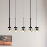Industrial Hanging Pendant Light Kit - Clear Glass Black Cluster Globe With 3/5/10 Heads