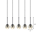 Industrial Hanging Pendant Light Kit - Clear Glass Black Cluster Globe With 3/5/10 Heads