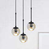 Industrial Hanging Pendant Light Kit - Clear Glass Black Cluster Globe With 3/5/10 Heads