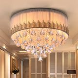 Modern 4-Light Braided Trim Ceiling Lamp With Crystal Diamond Drape Clear