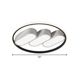 Modern Round Flush Led Bedroom Lamp In White-Black: Metallic Lighting Fixture