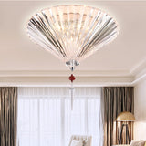Conical Ceiling Mounted Light With Clear Faceted Crystal: Simple And Sufficient Lighting For
