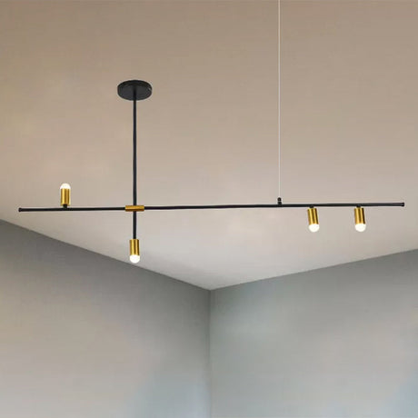 Modern Metal Rectilinear Chandelier - 3/4/9 Light Black Ceiling Fixture