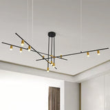 Modern Metal Rectilinear Chandelier - 3/4/9 Light Black Ceiling Fixture