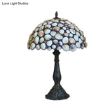 8/12 Wide Tiffany Style Bronze Shell Nightstand Lamp With Bowl-Shaped Design For Bedroom
