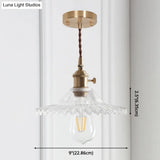 8.66 Industrial Brass Pendant Light With Scalloped Glass Shade For Coffee Shop