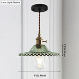 8.66 Industrial Brass Pendant Light With Scalloped Glass Shade For Coffee Shop