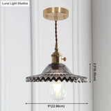 8.66 Industrial Brass Pendant Light With Scalloped Glass Shade For Coffee Shop