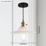 8.66 Industrial Brass Pendant Light With Scalloped Glass Shade For Coffee Shop