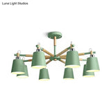 8-Head Metal Chandelier: Stylish Bucket Shape Ideal For Living Room And Restaurant