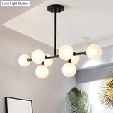 8-Light Black Nordic Globe Island Pendant For Restaurants