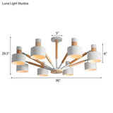 8-Light Macaron Round Shade Semi Flushmount For Kindergarten Ceiling Light
