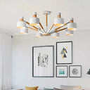 8-Light Macaron Round Shade Semi Flushmount For Kindergarten Ceiling Light White