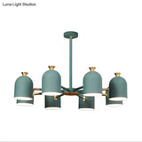 8-Light Rotatable Macaron Hanging Chandelier For Dining Room - Stylish Metal Cup Shades