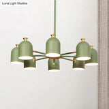 8-Light Rotatable Macaron Hanging Chandelier For Dining Room - Stylish Metal Cup Shades