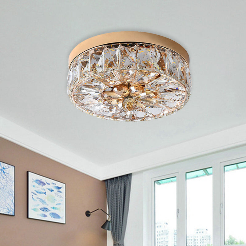 Rose Gold Mini Led Flush Ceiling Light - Beveled Crystal Round Mount Lamp 8/10 Width

Or

Rose Width