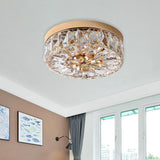 Rose Gold Mini Led Flush Ceiling Light - Beveled Crystal Round Mount Lamp 8/10 Width

Or

Rose Width