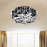Minimalistic Crystal Flower Ceiling Lamp With Led Flush Mount Smoke Gray