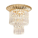 Modernist Crystal Dual Shade Led Flushmount Lamp - Chrome/Gold Cylindrical Ceiling Fixture