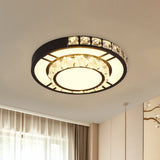 Minimal Style Crystal Led Flush Mount Light Fixture - Black (Square/Round) For Bedroom Ceiling