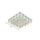 Sleek Led Square Flush Mount Crystal Ceiling Light For Balcony - Clear & Stylish