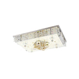 Contemporary Led Ceiling Lamp: Rectangle Clear Crystal Flush Light In Chrome For Living Room