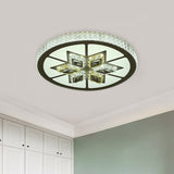 Minimal Crystal Diamond Led Flushmount Ceiling Lamp - Black Bedroom Lighting Fixture