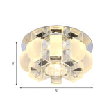 Modern Crystal Block Gold Ceiling Mount Light Flushmount With Led Floral Design In Warm/White/Multi