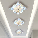 Blossom Crystal Flush Mount Led Ceiling Light With Square Frame - Warm/White