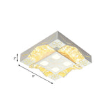 Minimalist Crystal Wavy Flush Led Light Fixture In White - Corridor Flower Pattern Mount Spotlight