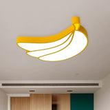 Contemporary Led Flush Mount Light Fixture With Acrylic Shade - White Grape/Banana/Apple Theme / D