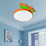 Contemporary Led Flush Mount Light Fixture With Acrylic Shade - White Grape/Banana/Apple Theme