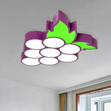Contemporary Led Flush Mount Light Fixture With Acrylic Shade - White Grape/Banana/Apple Theme / B