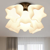 Simple White Glass Star Semi Flush Mount Light - 3/5 Bulb Bedroom Ceiling Lighting Fixture 5 /