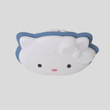 Kids Cartoon Cat Led Flush Mount Light Fixture For Pink/Blue Bedroom Décor