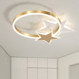 Gold Nordic Led Flush Mount Light With Loving Heart And Star Design /