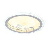 Nordic Led Dolphin Pattern Flush Light - Acrylic Shade Warm/White