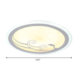 Nordic Led Dolphin Pattern Flush Light - Acrylic Shade Warm/White