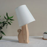 3D Dinosaur/Cat Cartoon Nightstand Lamp With Fabric Barrel Shade - White Wood Base 1 Bulb / Cat