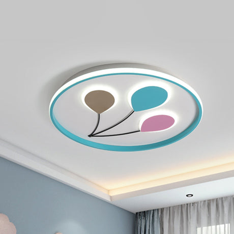 Blue Led Flush Ceiling Lamp Fixture With Cartoon Design - 3 - Balloon Acrylic Mount Light In