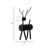 Black Metal Deer Table Light: Creative Nightstand Lamp With 1 Bulb And Plug-In Cord
