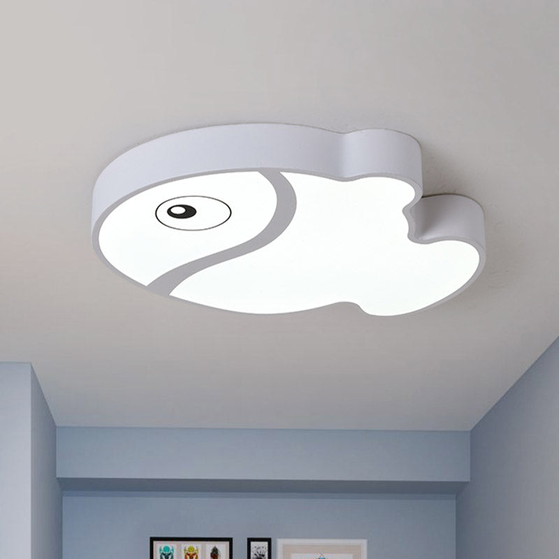Cartoon Fish Ceiling Light For Kids Bedrooms White/Blue Led Acrylic Flushmount Fixture White