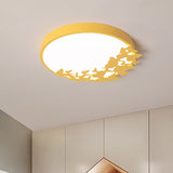 Contemporary Led Drum Ceiling Light Fixture In Pink/Blue/Yellow - Brighten Your Bedroom With Flush