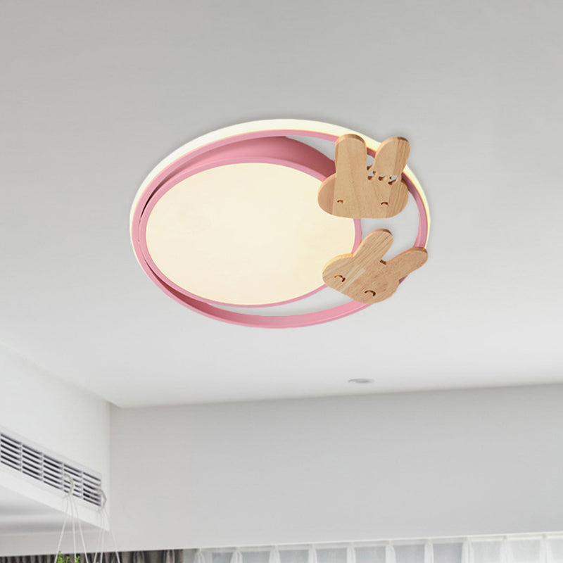 Contemporary Led Bedroom Flush Light With Acrylic Shade & Rainbow Bridge/Windmill/Carrot Décor