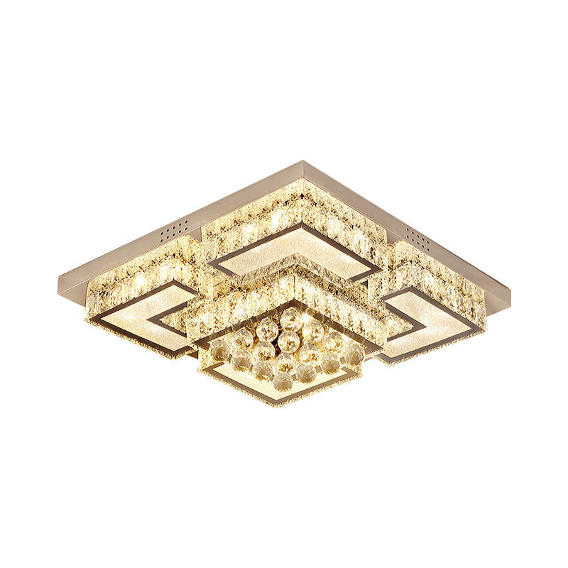 Modern Chrome Crystal Orb Led Flush Mount Ceiling Light For Bedrooms