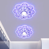 Simplicity Corridor Led Ceiling Flush Light With Clear Crystal Shade In Warm/Blue/Pink / Blue