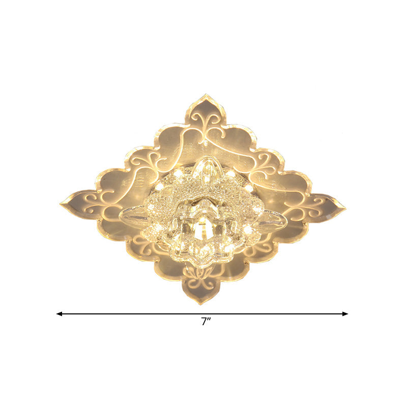 Contemporary Floral Led Crystal Ceiling Light - Clear Beveled Multi Color/White/Warm