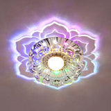 Minimalist Led Flower Crystal Flush Mount Ceiling Lamp - Warm/Multi Color Lighting Clear / Multi