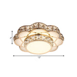Gold Led Crystal Block Flower Ceiling Mounted Light - 10/12 Wide Modern Flush Mount Lamp