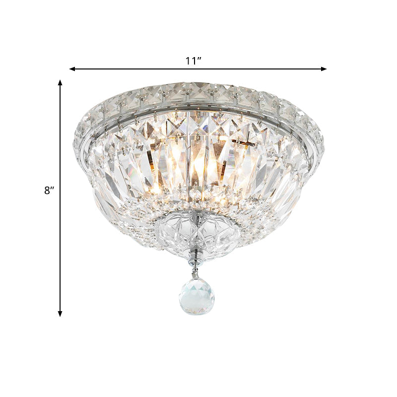 Modern 6-Light Clear Crystal Flush Mount Ceiling Lamp Fixture